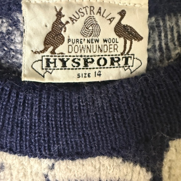 Vintage Koala Bear Hysport Pure New Wool Down under Size 14 Tight Knit Sweater - Picture 5 of 6